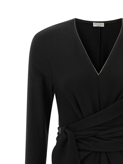 Black Virgin Wool Midi Dress