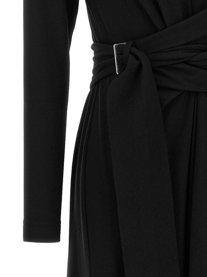 Black Virgin Wool Midi Dress