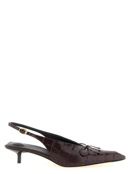 Bordeaux Calfskin Mid Heel Pumps