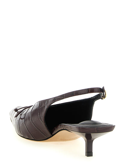 Bordeaux Calfskin Mid Heel Pumps