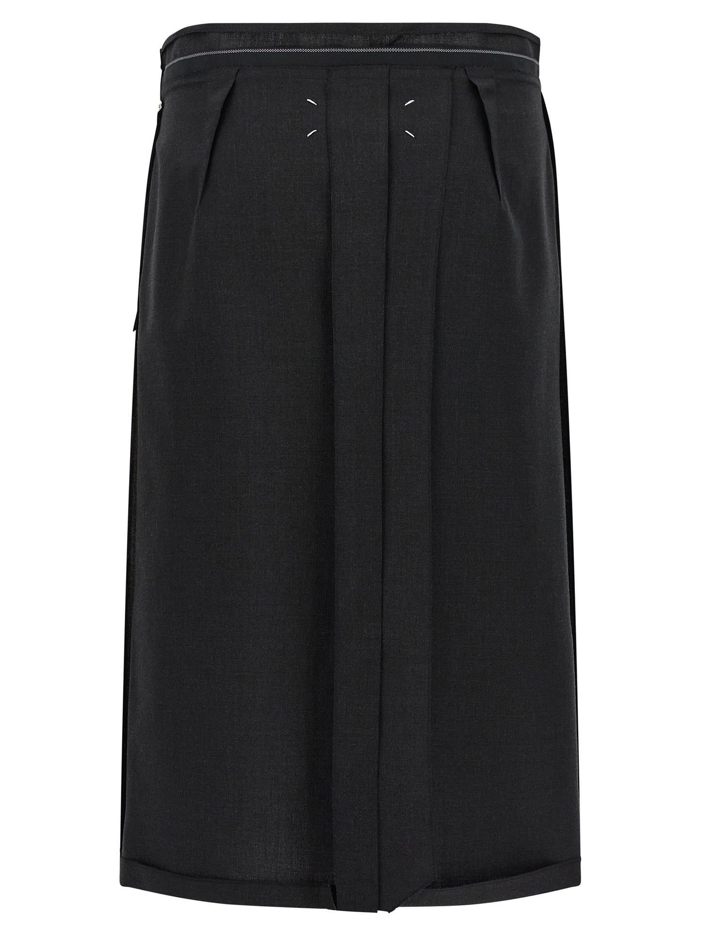 Black Virgin Wool Midi Skirt