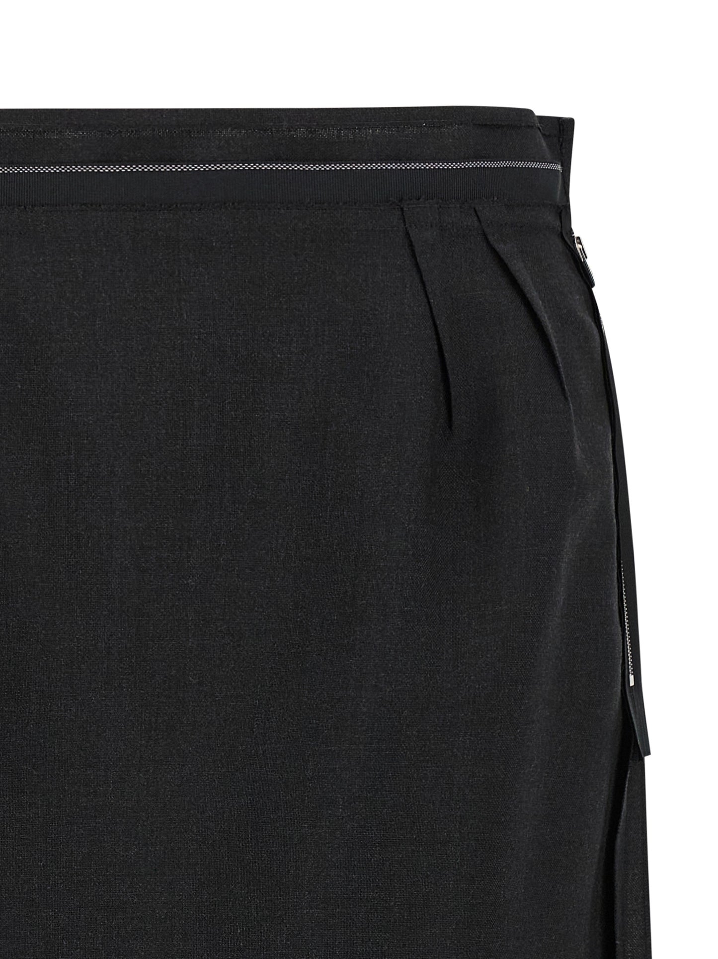 Black Virgin Wool Midi Skirt
