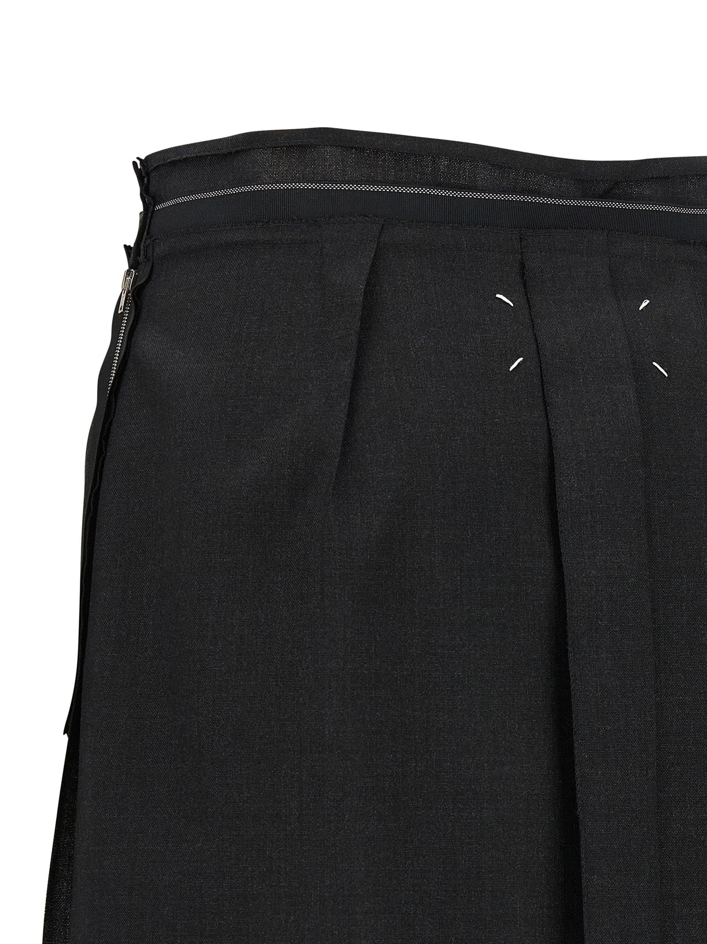 Black Virgin Wool Midi Skirt