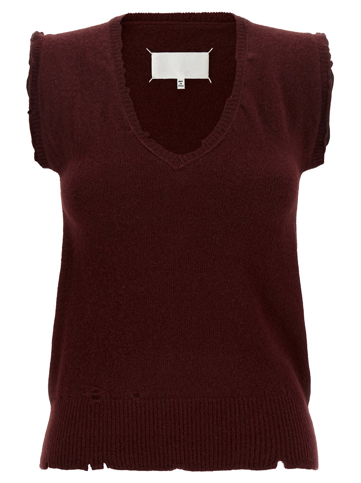 Bordeaux Virgin Wool Sleeveless Jacket