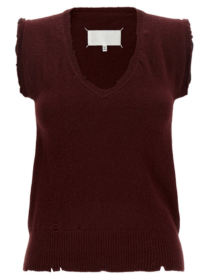 Bordeaux Virgin Wool Sleeveless Jacket