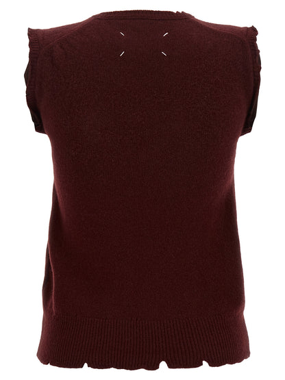 Bordeaux Virgin Wool Sleeveless Jacket