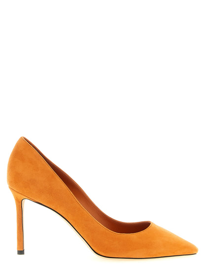Orange Leather High Heel Pumps