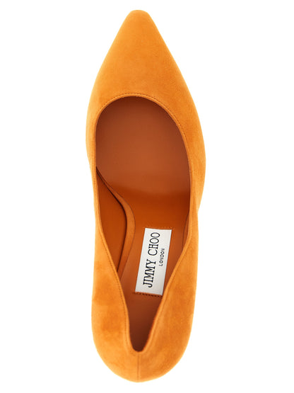 Orange Leather High Heel Pumps