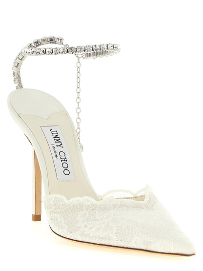 White Tencel High Heel Pumps