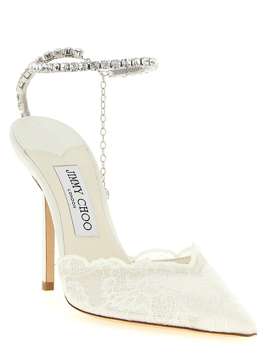 White Tencel High Heel Pumps