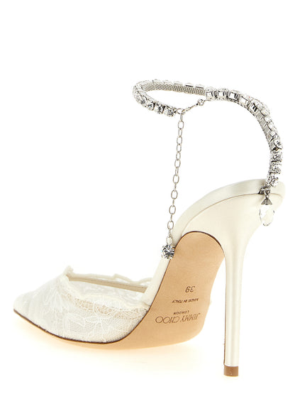 White Tencel High Heel Pumps