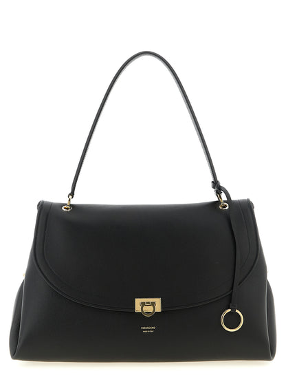 Black Calfskin Shoulder Bag