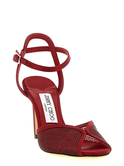 Red Lamb Leather Stiletto Heel Sandals