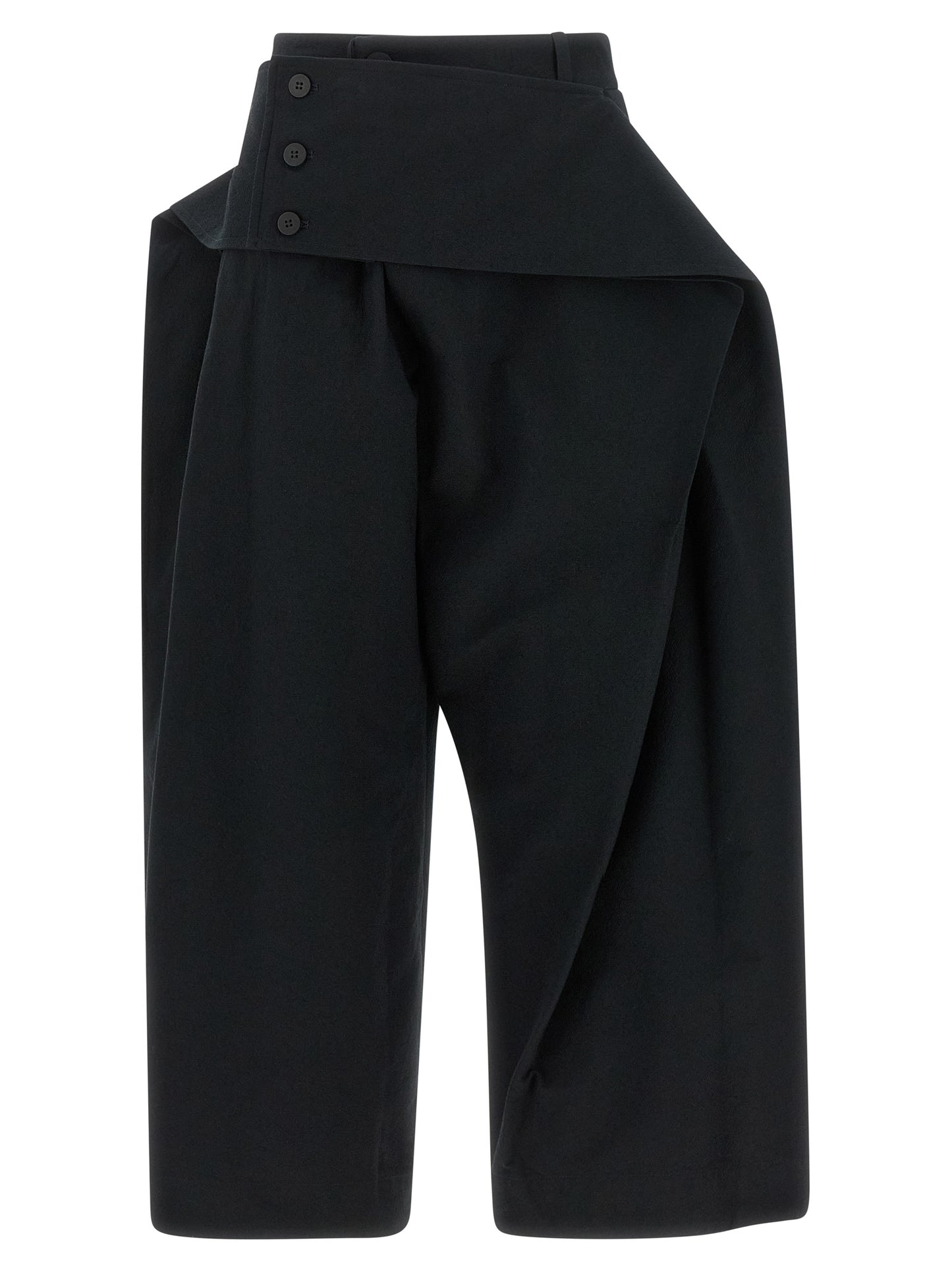 Black Polyester Casual Pants