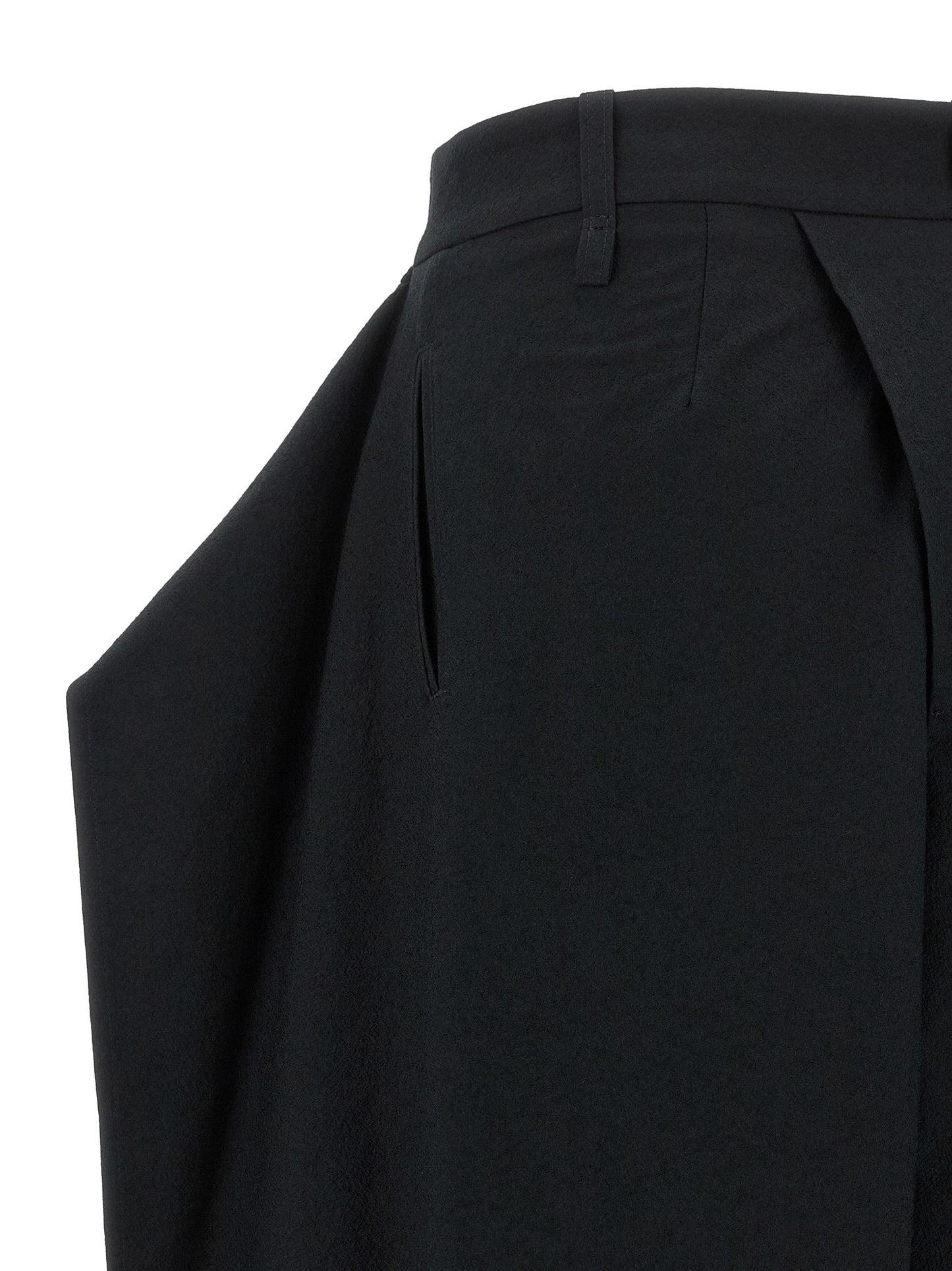 Black Polyester Casual Pants