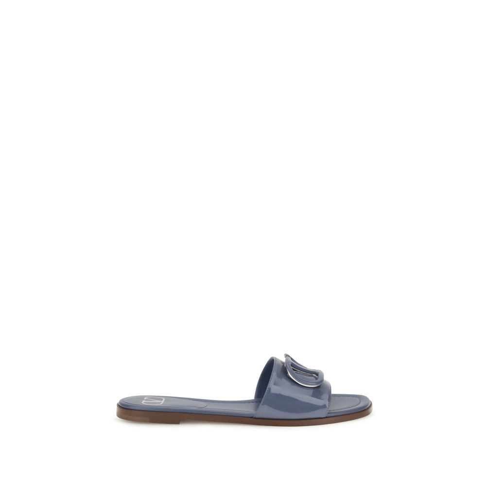 Blue Calf Leather Bos Taurus Flat Sandals