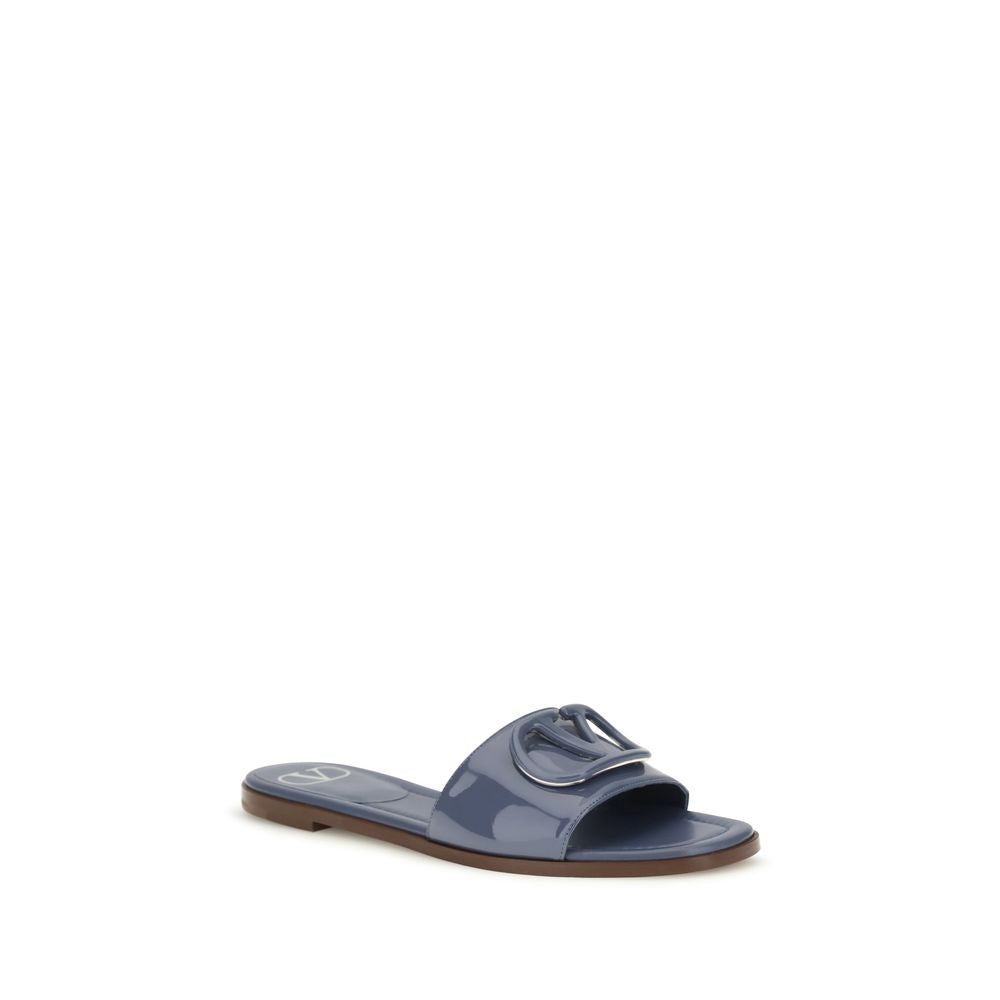 Blue Calf Leather Bos Taurus Flat Sandals