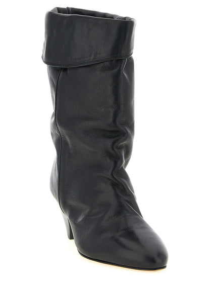 Black Cowhide Ankle Boots
