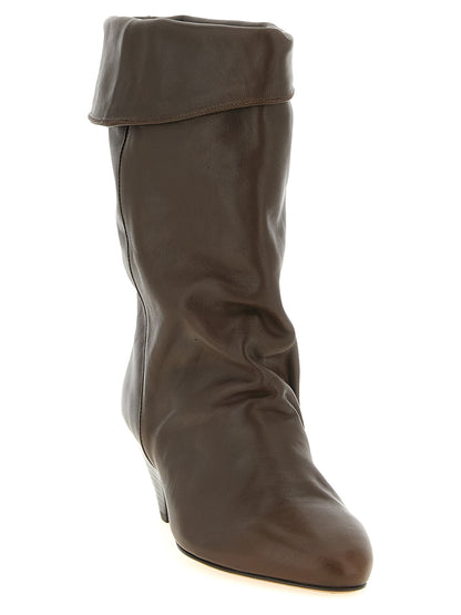 Brown Cowhide Ankle Boots