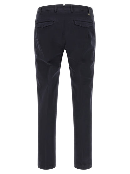 Blue Cotton Casual Pants