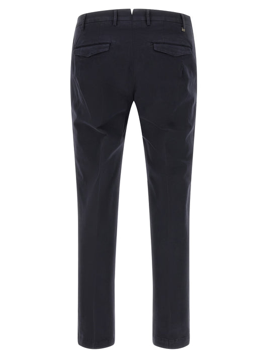Blue Cotton Casual Pants