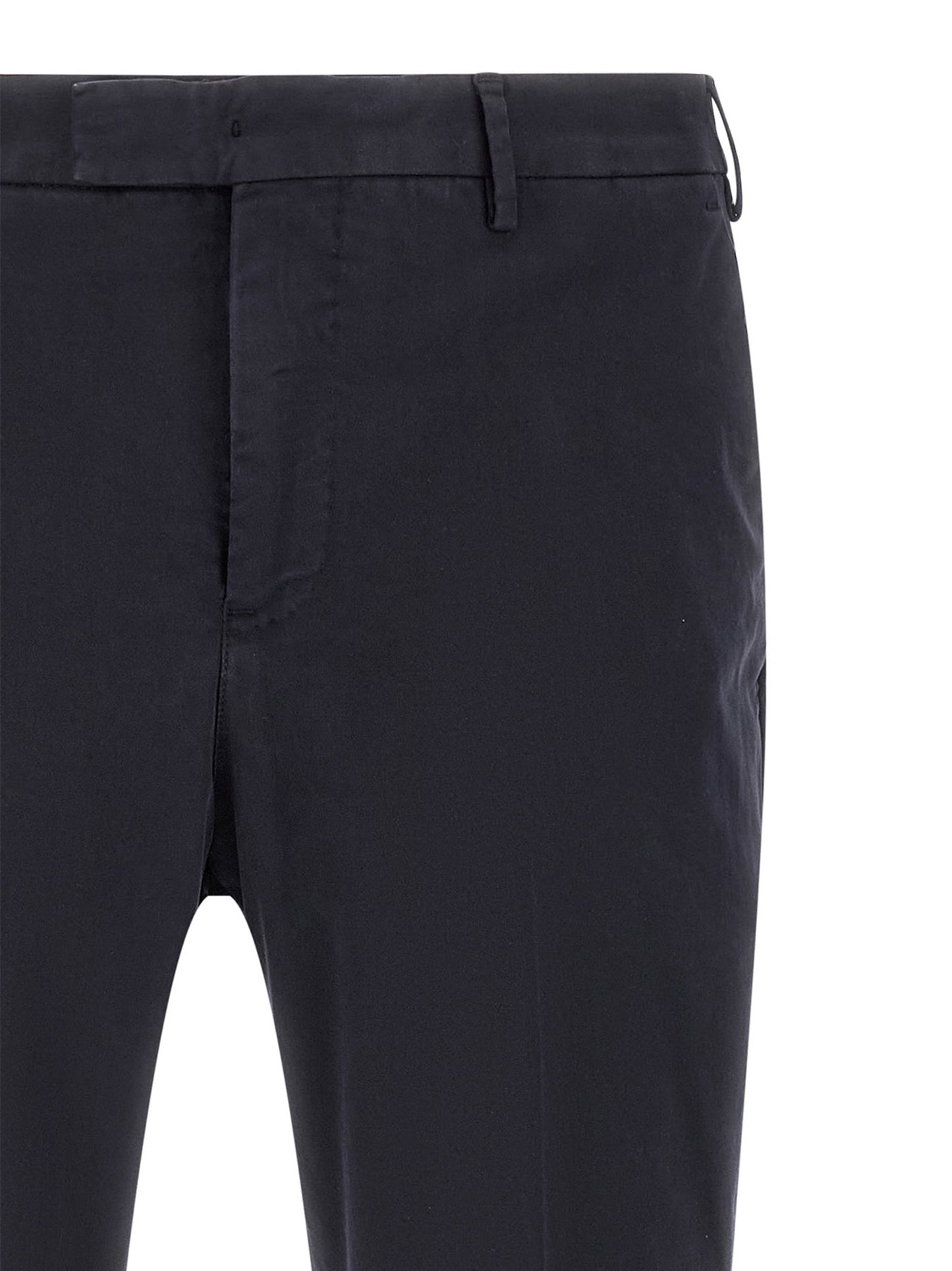 Blue Cotton Casual Pants