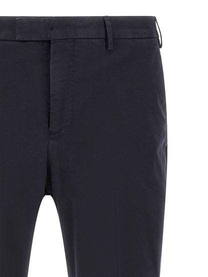 Blue Cotton Casual Pants