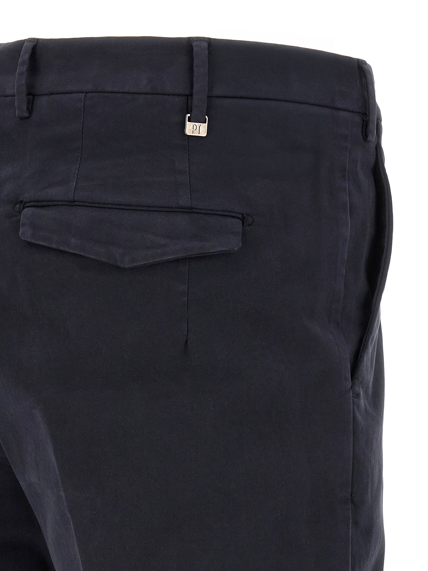 Blue Cotton Casual Pants