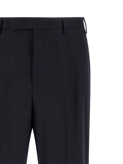Black Virgin Wool Casual Pants