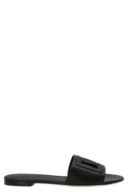 Black Calfskin Slides