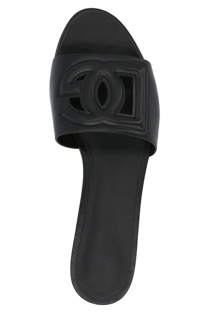 Black Calfskin Slides