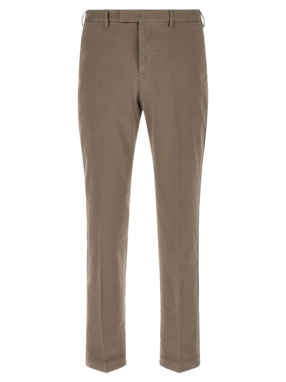 Beige Cotton Casual Pants