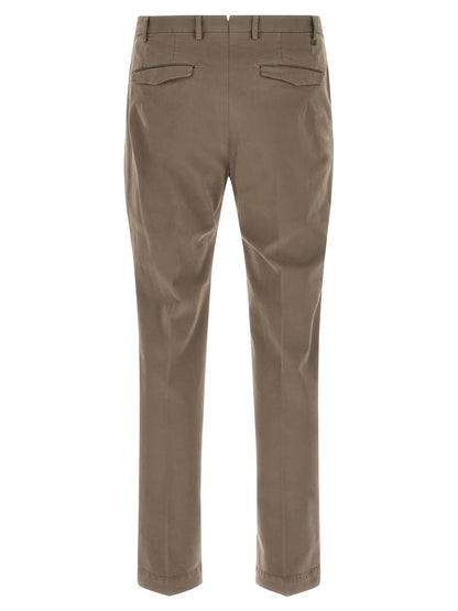 Beige Cotton Casual Pants
