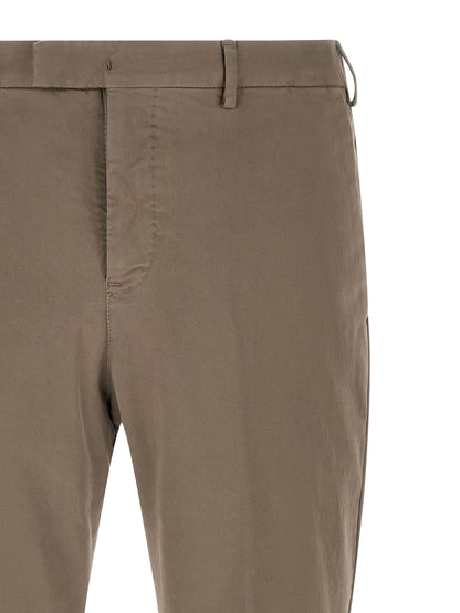 Beige Cotton Casual Pants