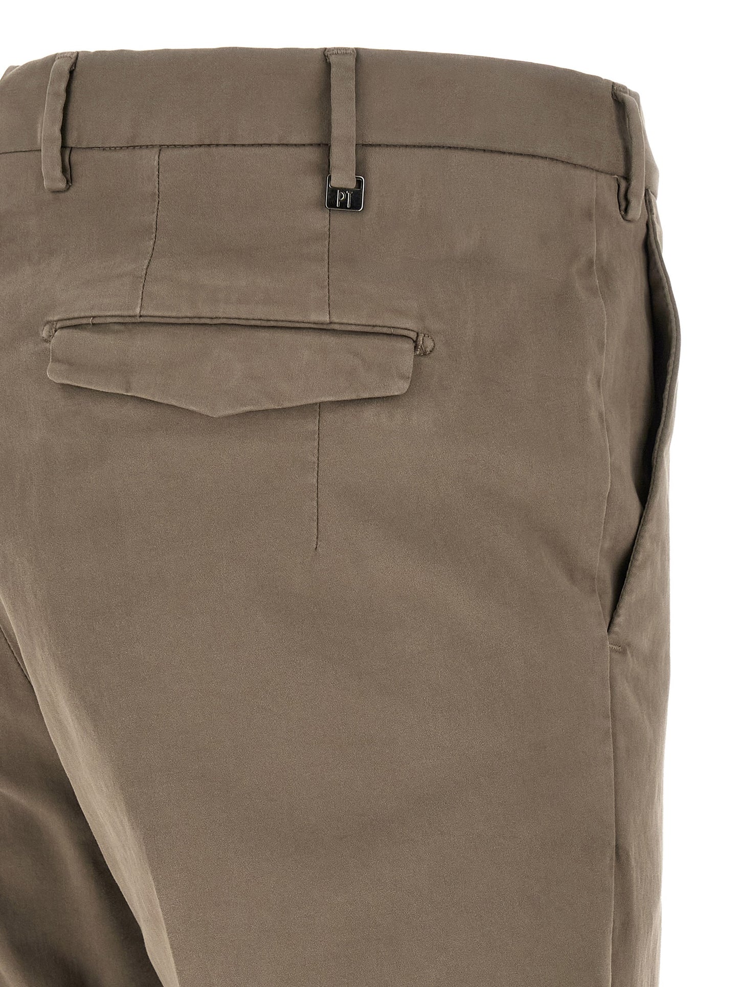 Beige Cotton Casual Pants