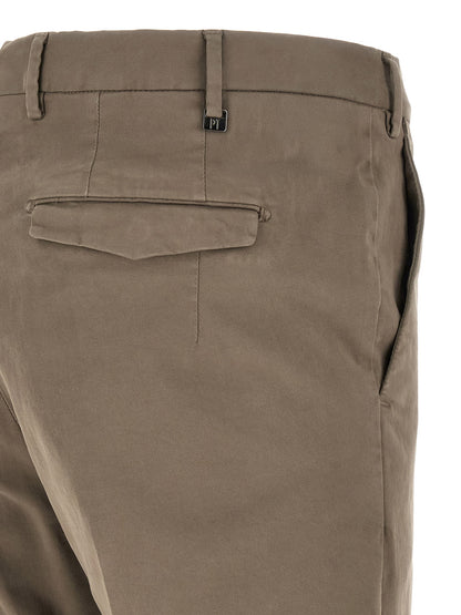 Beige Cotton Casual Pants