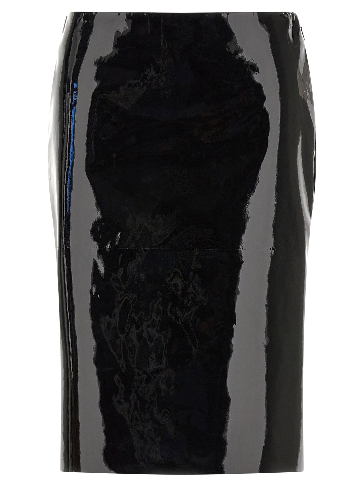 Black Lamb Leather Midi Skirt