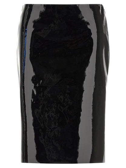 Black Lamb Leather Midi Skirt