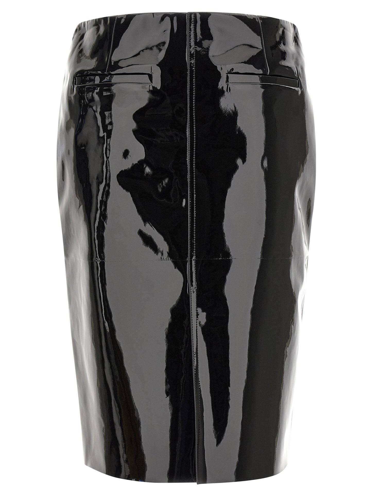 Black Lamb Leather Midi Skirt