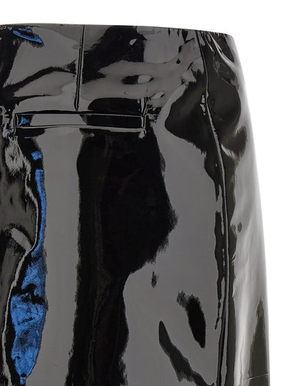 Black Lamb Leather Midi Skirt