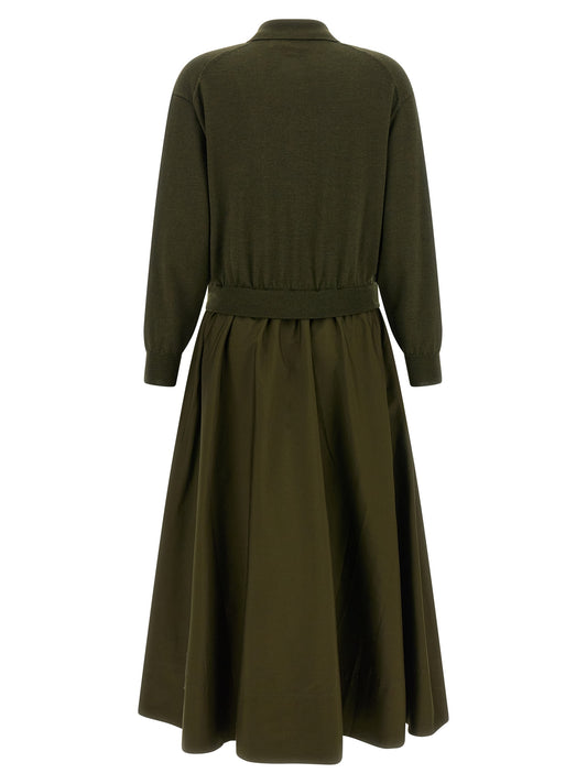 Bicolor Wool Long Dress