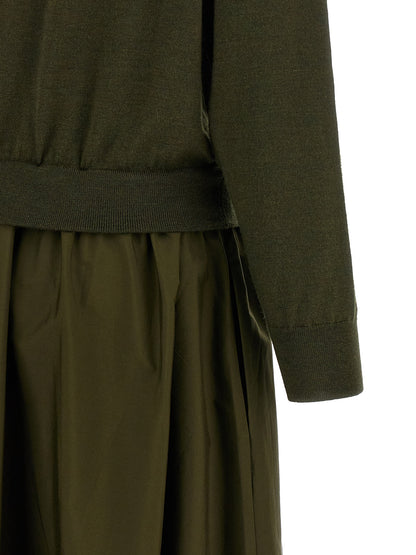 Bicolor Wool Long Dress