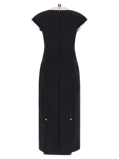 Blue Virgin Wool Midi Dress