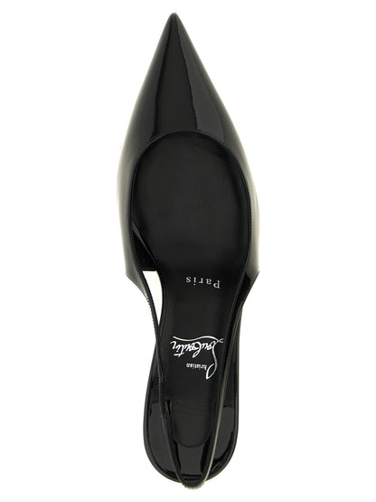 Black Calfskin Mid Heel Pumps
