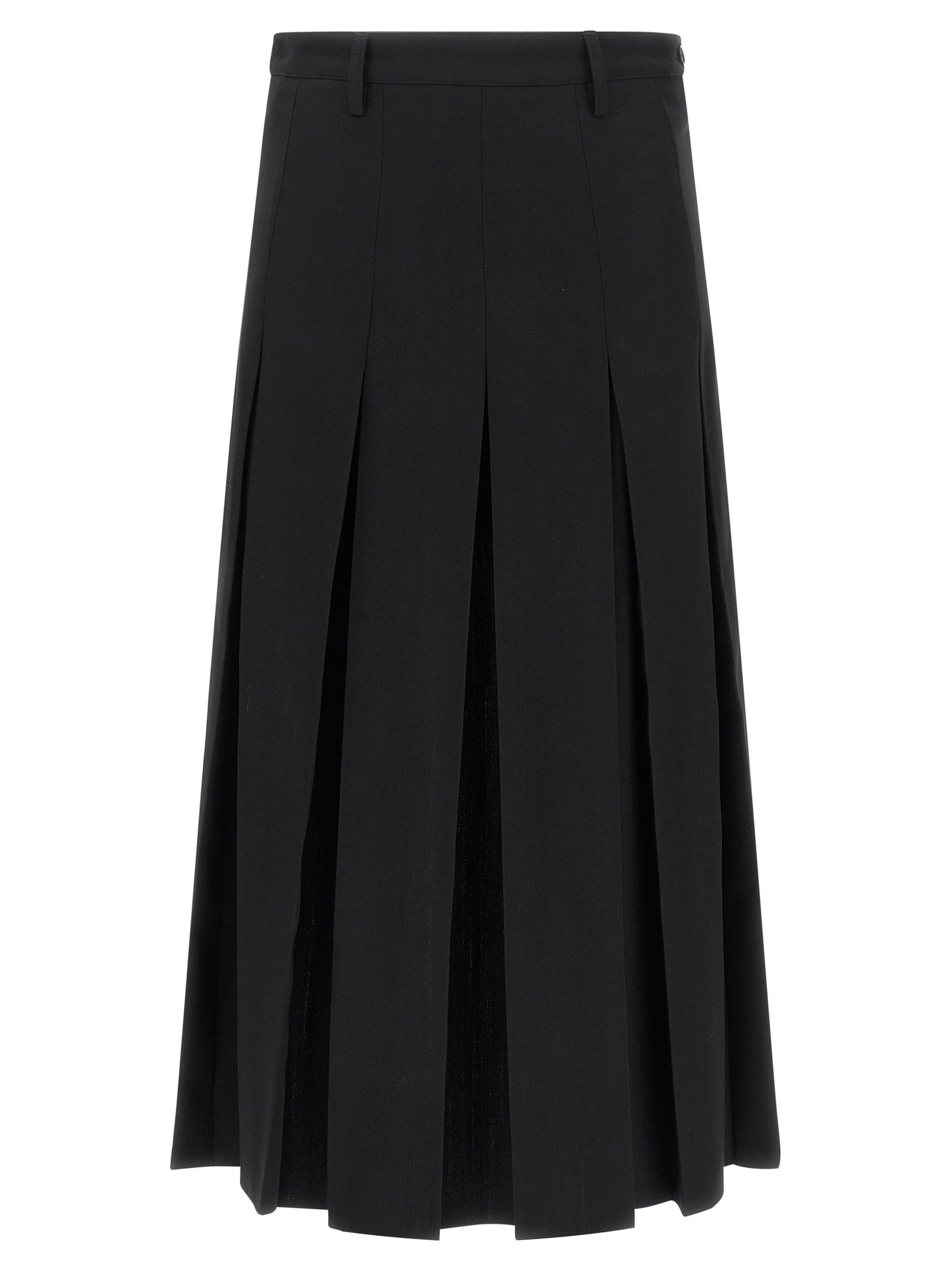 Black Polyester Midi Skirt