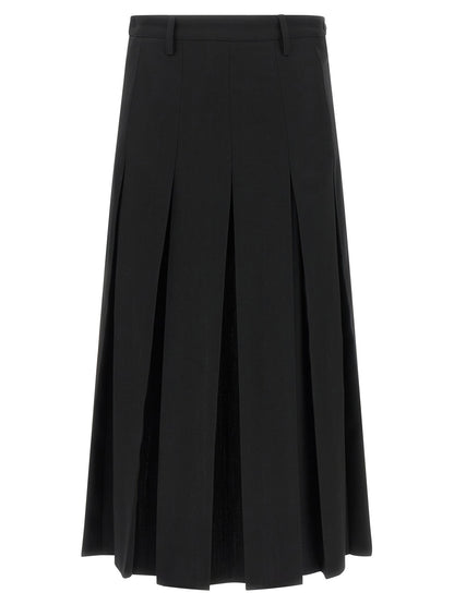 Black Polyester Midi Skirt