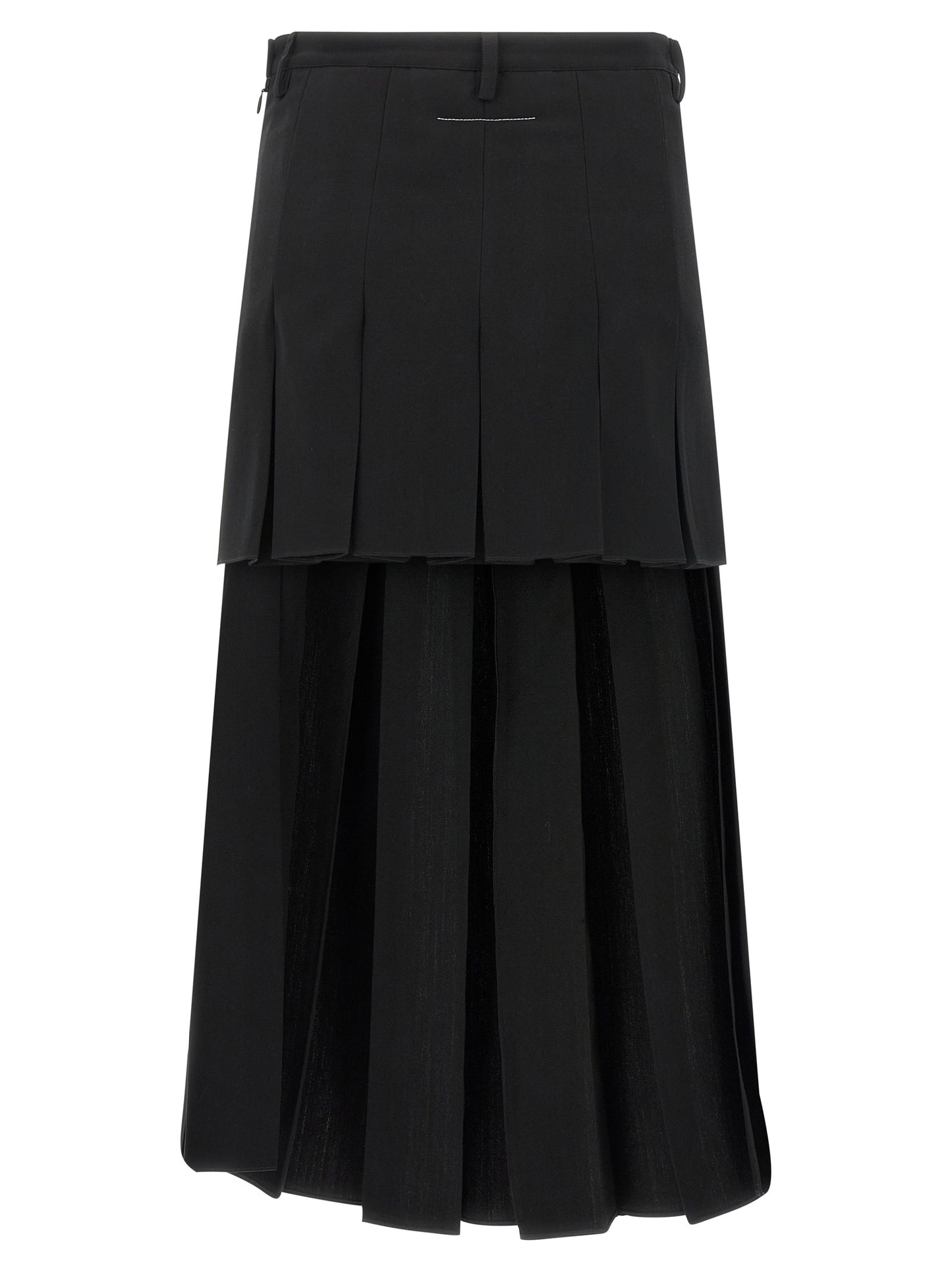 Black Polyester Midi Skirt