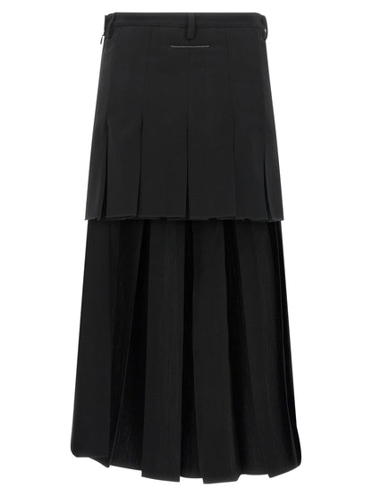 Black Polyester Midi Skirt
