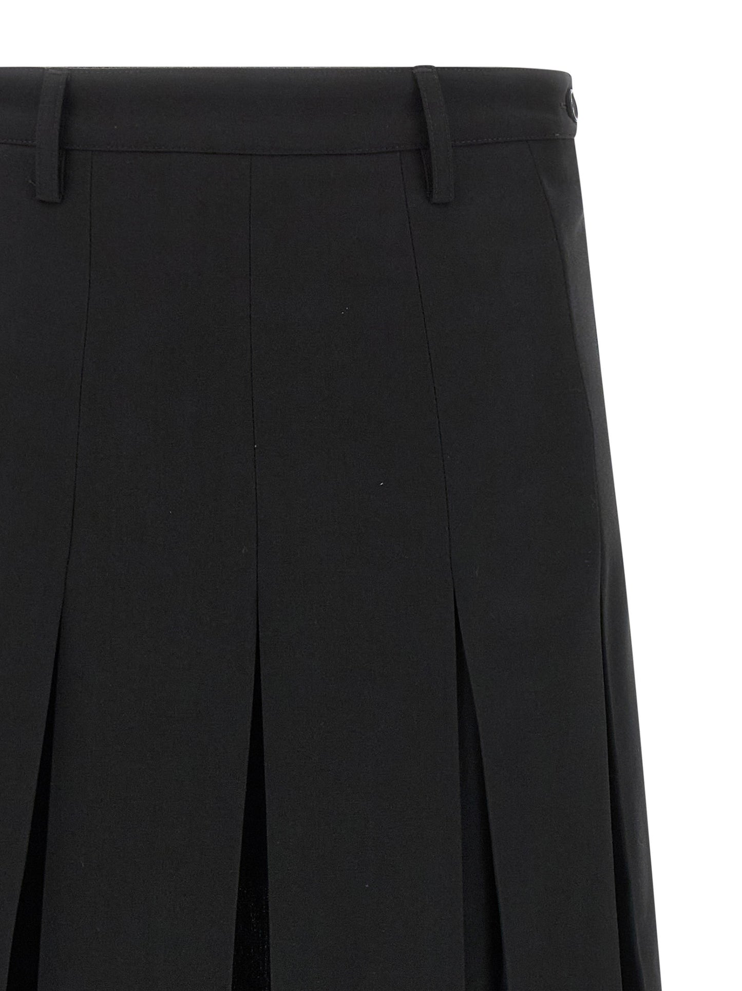 Black Polyester Midi Skirt