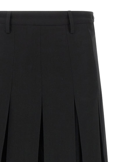 Black Polyester Midi Skirt